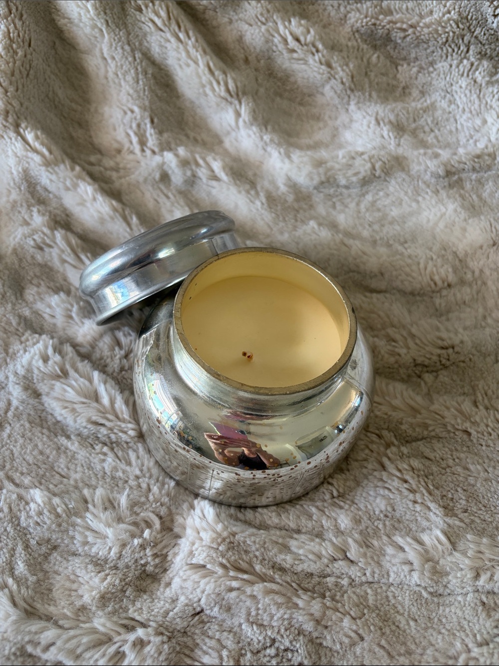 Anthropologie Volcano scent from Capri Blue, Silver Candle Jar